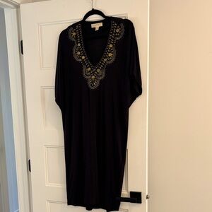 Michael Kors Black jersey Dress with Gold Accents